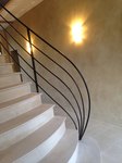 rampe fer forg&eacute;e,  escalier marbre &agrave; voute sarrasine