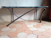 console en marbre vert des alpes et fer doux